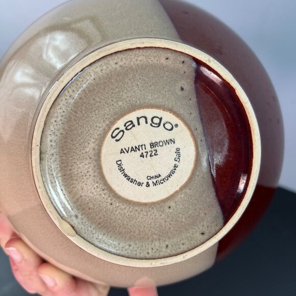 Sango Avanti Brown 4722 Ceramic 9" Cereal Bowl With Earthy Stripes - Picture 5 of 7